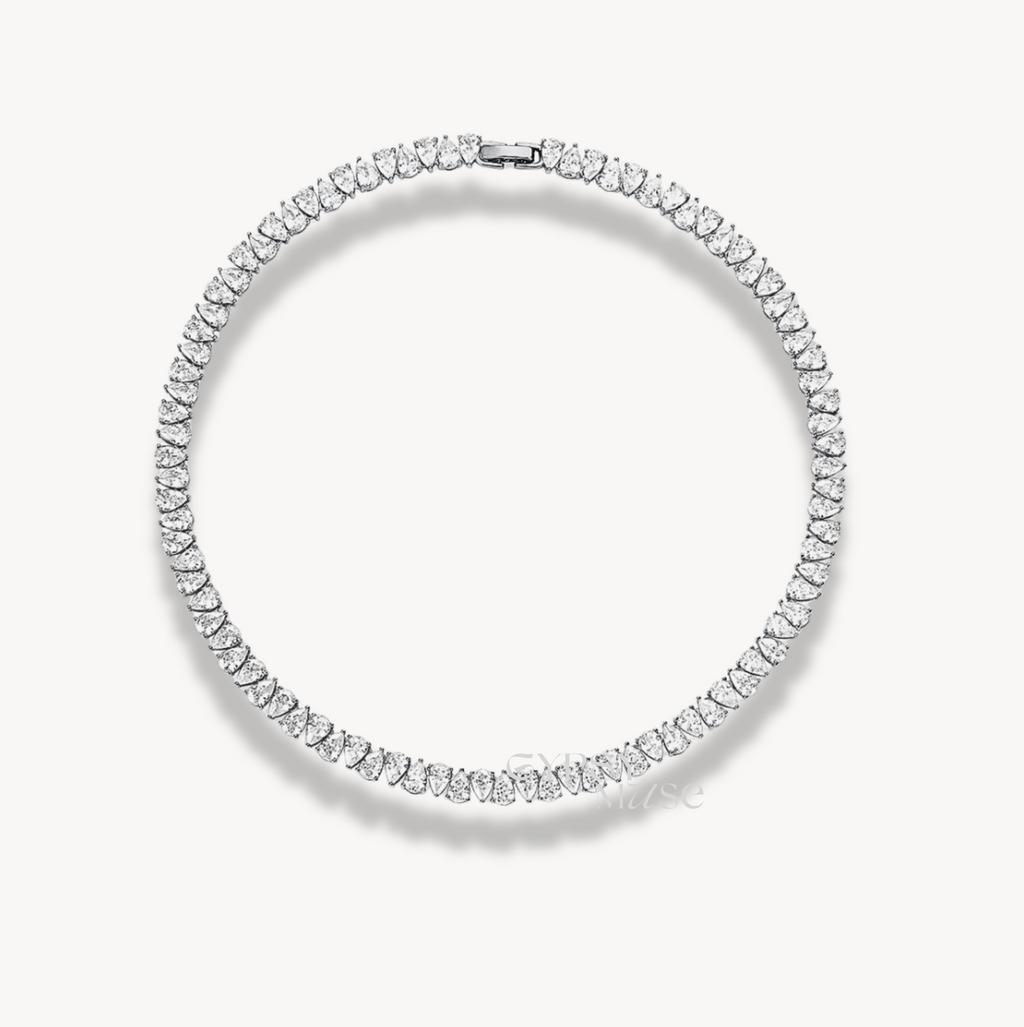 Cascading Teardrop Tennis Necklace